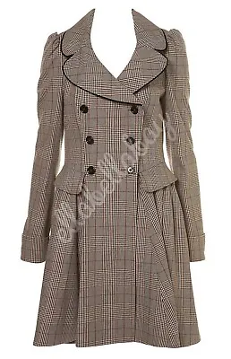 £149.99 • Buy TOPSHOP Check Piped Velvet Frock Fit & Flare Victorian Riding Bustle Coat UK10