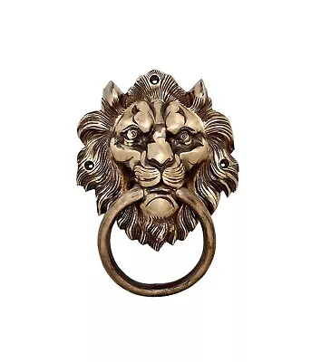 Handmade Vintage Style Lion Mouth Design Brass Door Knocker Antique Finish • $118.75