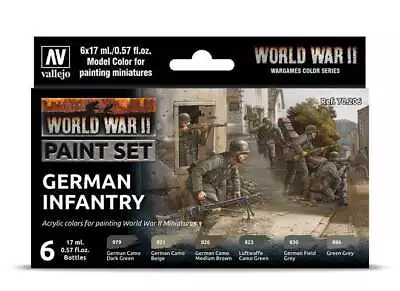 Vallejo 17ml X6 70206 Model Color Acrylic Paint Set - WWII German Infantry • £15.11