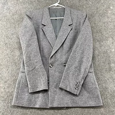 VINTAGE Pea Coat Womens 14 Grey Wool Suit Jacket Blazer Lined Made In Italy 90s • $22.45