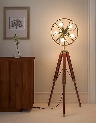 Vintage Style Fan Light Brass Floor Lamp For Studio Home Office Decoration Gift • $280