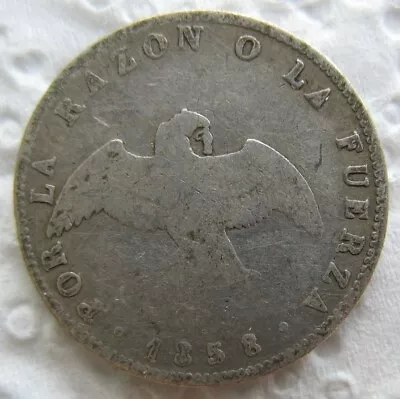 1858 Chile Silver Decimo • $10