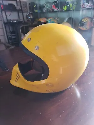 Vintage 1980 Arai Mx-80 Yellow Motocross Racing Helmet - Xl • $120