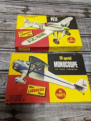 2 Vintage The Lindberg Line Pete & Monocoupe Plastic Airplane Model Kit • $29.99