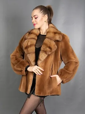 3031 Glamorous Sheared Saga Superb Mink Coat Russian Sable Fur Beautiful Size L • £649.83