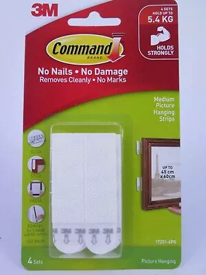 WHITE 3M Command™ Medium Picture Hanging Strips 17201 TRACKED • $8.97