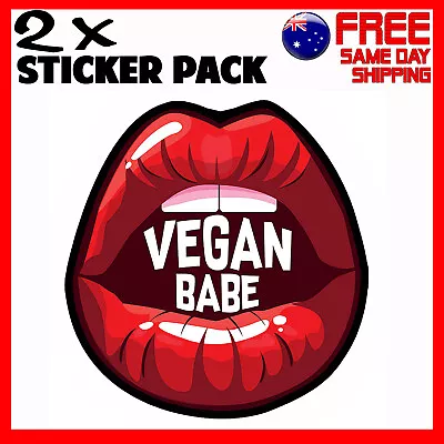 2 X Stickers - Vegan Babe Lips Food - Car Bumper Funny Novelty Sticker • $4.95