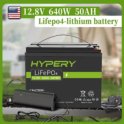 LiFePO4 12V 50Ah Deep Cycle Lithium Battery/Charger For RV Marine Solar Off-Grid • $249.95