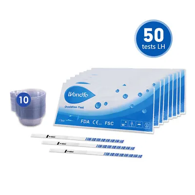 Wondfo 50 × Ovulation LH Test Strips Urine Fertility OPK Kit With 10 Urine Cups • $10.99