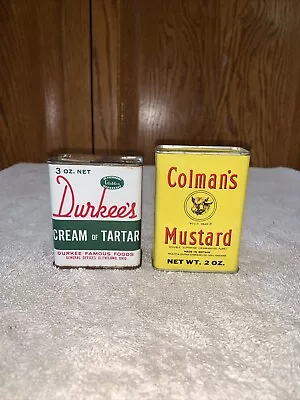 Vintage Durkee’s Cream Of Tarter And Colman’s Mustard Spice Tins • $15