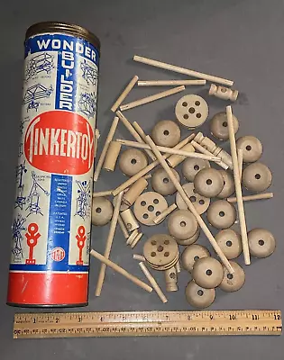 Vintage Tinkertoy Wonder Builder 90+ Wooden Toy Pieces • $23.98