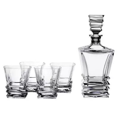 Royal Doulton Crystal Prism Whiskey Decanter Set | Decanter & 4 Tumblers • $329