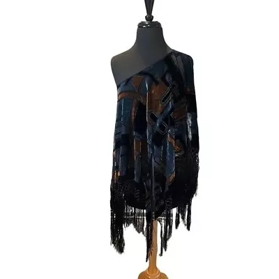 Elegant Multi-Color Silk Burnout Velvet Fringed Scarf Shawl Wrap • $28