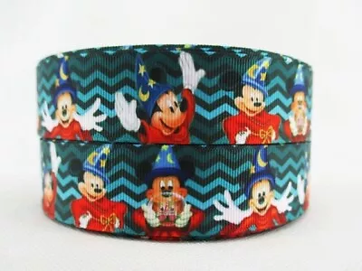 Disney's Fantasia Sorcerer Mickey Print | 1  Grosgrain Ribbon | 5 Yard Cut • $6.25