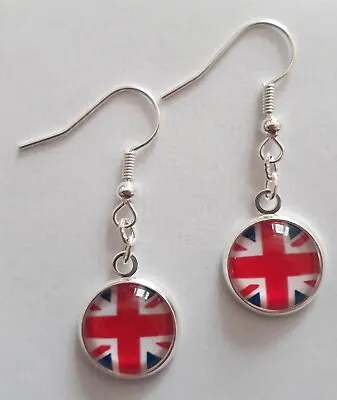NEW! UNION JACK Earrings Handmade Glass Dome Good Quality UK SELLER!  • £3.50