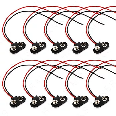 10x 9V 15cm Battery Connector T Type Clip Plug Wire Cord Leads 9 Volt • $6.98