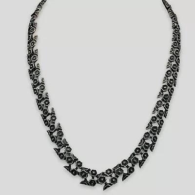 Vintage 925 Sterling Silver Marcasite Statement Choker Necklace 16  -5368 • $269.32