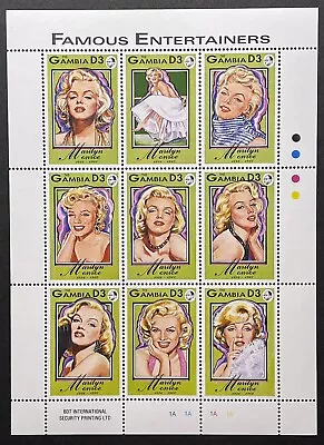 Gambia Marilyn Monroe Stamps Sheet '93 Mnh Famous Entertainers Singer Movie Star • $5.99