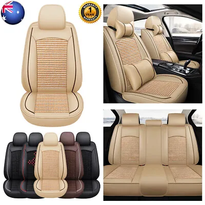 $102.65 • Buy Front Rear Car Seat Covers Set PU Leather Waterproof 5-sits Universal Fit Airbag