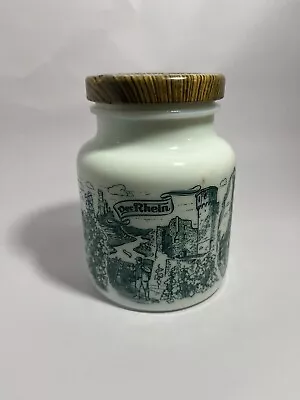 Vintage Jam Jar- Der Rhein Hengstenberg Milk Glass Canister With Lid  • £6.99