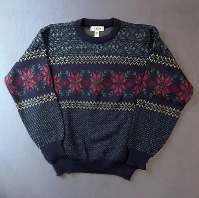 Vintage LL Bean Worsted Wool Irish Fisherman's Sweater Ireland Fair Isle Size M • $49.95