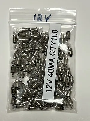 Lot Of 100  12V DC  40MA  Miniature Screw Base Light Bulb E-5 Threaded Base Lamp • $29.99