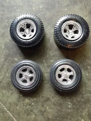 4 Firestone Big & Little Tires With Chrome Mags 1:25 Scale Model Car Parts • $9.99