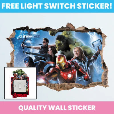 £17.99 • Buy 3D Marvel Avengers Hole In Wall Sticker Art Decal Decor Kids Bedroom Decoration