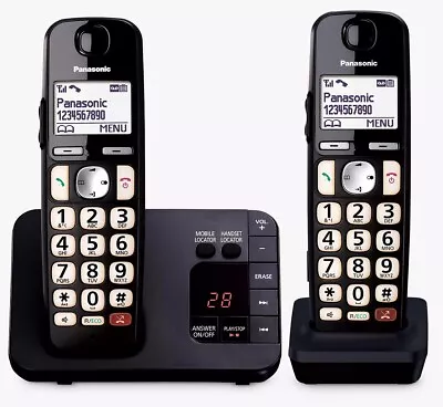 Panasonic KX-TGE822EB Cordless Twin DECT Phone Bigger Button Answering Machine  • £35.99