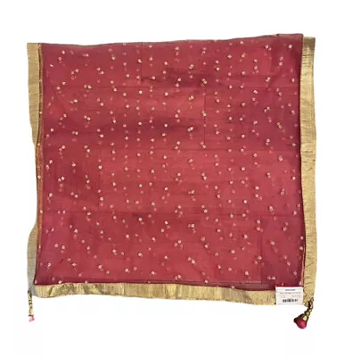 $25 • Buy Silk Saree Sari Red Gold Exclusive Lehenga Choli Wedding Accessory NWT