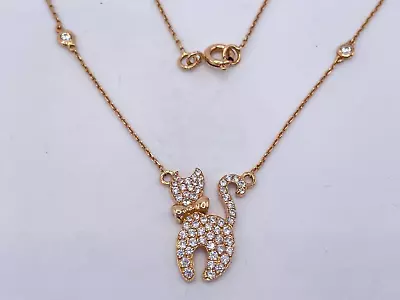 18ct Gold Cubic Zirconia Pussy Cat 16  Necklace. Goldmine Jewellers. • £279