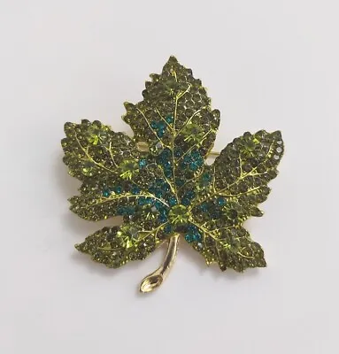 Embellished Green Maple Leaf Brooch. Women's Men's Brooch  • £6.95