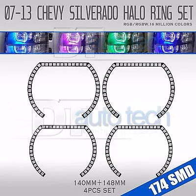 07-13 Silverado Bluetooth Multi-Color Angel Eyes LED RGB Headlight Halo Ring Set • $84.99