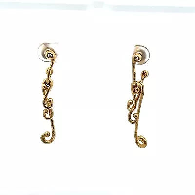 H.Stern 18k Yellow Gold Diamond Swirl Earrings With Hammer Finish. • $895