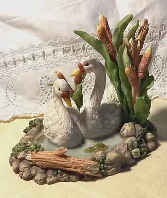 Swans On Pond W/ Cattails Figurine • $1.99