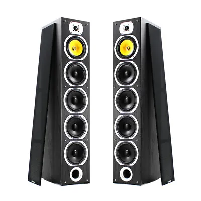Home Stereo HiFi Tower Tall Boy Floor Standing Speakers 600W Black 4 Woofers • £239