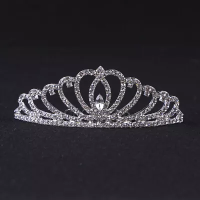  Heart Shape Tiara Crown Sparkling Rhinestone Tiara Wedding Pageant Tiara Crown • £7.99