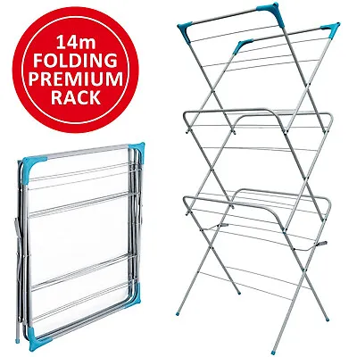 3 Tier Clothes Dryer Airer Foldable Laundry Rack Washing Line Drying Horse 14m • £11.79