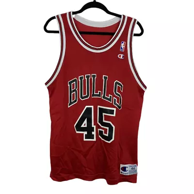 VTG Champion Chicago Bulls Michael Jordan #45 Red Basketball Jersey Size 44 Lrg • $74.99