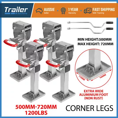 X4 Corner Legs Drop Down Stabilizers 500mm Handle 1200lbs Caravan Camper Trailer • $239