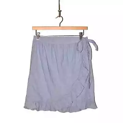 J.CREW $78 Cotton Poplin Wrap Mini Skirt In Blue Size 2 • $17.99