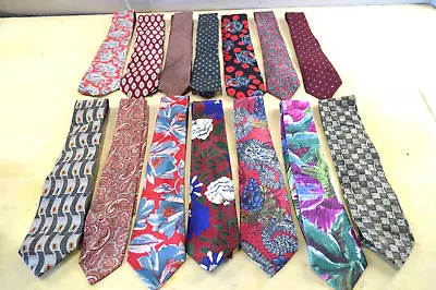 Vintage Mens Ties Lot Of 14 Floral Fruit Red Green Maroon • $25