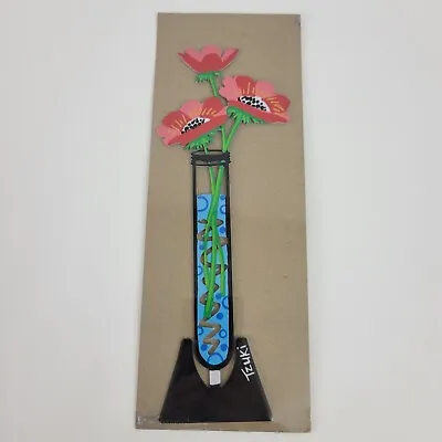 Shay Peled / Tzuki Art Painted Metal Flowers Sculpture Israeli Artist Bud Vase • $39.95
