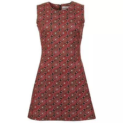 NEW MADCAP RETRO MOD 60s Sixties 70s Print SLEEVELESS DRESS Daytripper 8 - 20 • £44.50