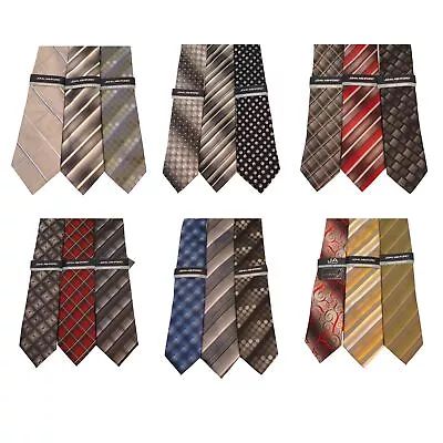 John Ashford Mens Tie Lot Of 3 Neckties Geometric Stripe Neck Ties Dress Suit • $15.32