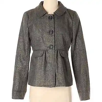 J. Crew 98% Virgin Wool Textured Metallic Tweed Blazer Jacket Retro Cottagecore • $19.99