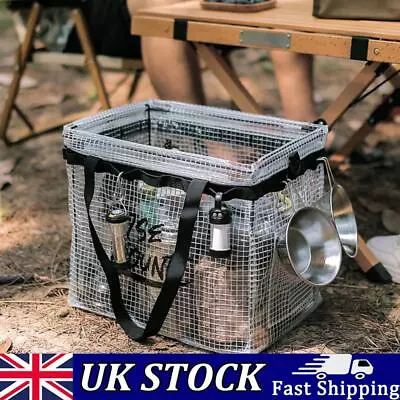 Portable Camping Storage Box Pvc Mesh Camping Organizer Bag Fishing Gear Storage • £19.89