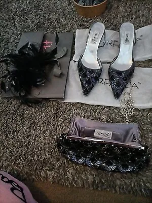 Woman's Farfalla Shoes Size 4 And Matching Bag And Hair Accessory. Great For... • £40