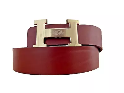 Hermes Paris Belt Brown Big H Gold Color Buckle 1.5 X 5 Waist 35-40 Inches • $199.99