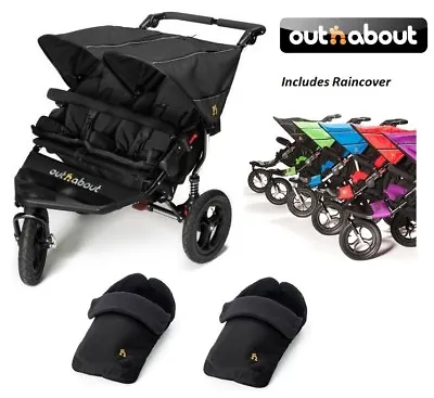 £579 • Buy Out N About Double Nipper 360 V4 With 2 X Footmuffs And Raincover - Raven Black 
